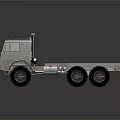 Metallic Silver Gray Cab Chassis Truck With Six Wheels And Open Flatbed Structure 3d model