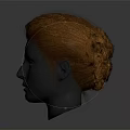 Game and Film Character Head Model with Brown Hairstyle Design