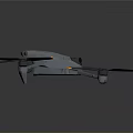 Advanced Gray Drone With Four Propellers Yellow Tip Blades And Camera System 3d model
