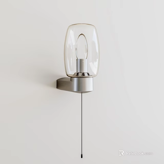 Modern Minimalist Wall Lamp With Transparent Glass Shade And Metal Base 3d model 