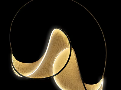 Elegant Modern Chandelier With Curved Illuminated Lines And Artistic Metal Frame Design 3d model