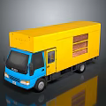 Daily Living Essentials Transported By Yellow Box Truck With Blue Cab And Wooden Sections