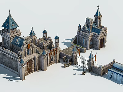 European-style castle architecture 3d model