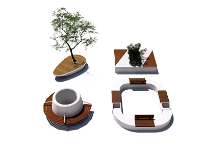 Modern Outdoor Chairs With Wooden Seats White Frames And Green Plants In Garden Design 3d model