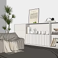 Low Cabinet Bucket Cabinet Leisure Chair Side Lazy Sofa 3d model