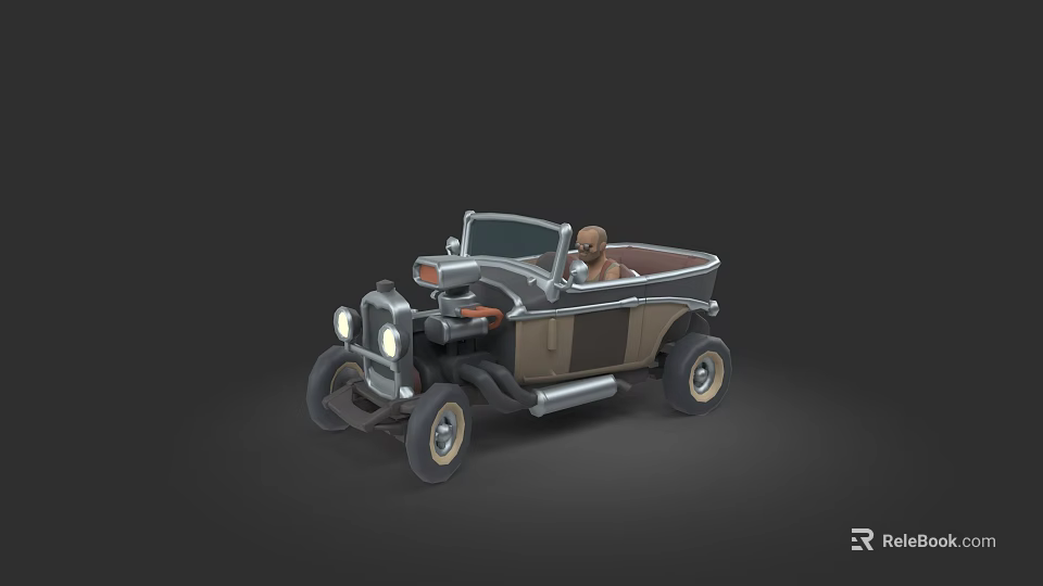 Vintage Convertible Car With Open Top Brown Seats And Classic Design 3d model 