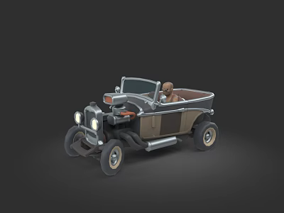 Vintage Convertible Car With Open Top Brown Seats And Classic Design 3d model