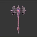 Mechanical Hammer Weapon With Metallic Structure And Red Glowing Core