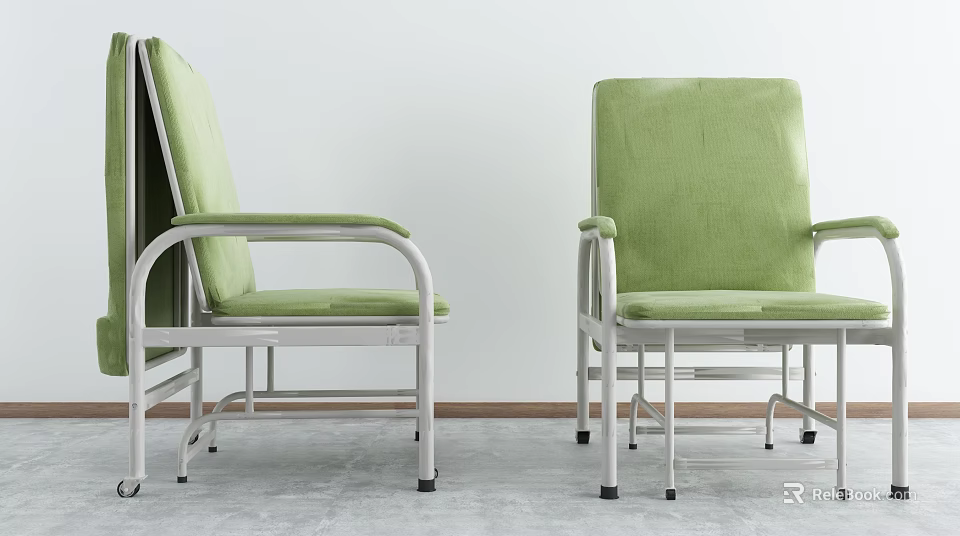 Green Fabric Leisure Chair With Modern Metal Frame And Comfortable Design 3d model 