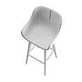 Modern Brown Leather Bar Stool With Curved Backrest And Dark Wooden Legs