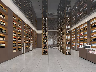 Tobacco and Liquor Store Spacious Retail Interior With Shelves Stocked Wines Tobacco Products 3d model