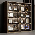 Modern Elegant Bookcase With Gold Accent Frame And Books Sculptures Photo Frames