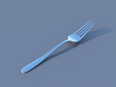 Sleek Silver Metal Cutlery Set With Modern Fork Design For Dining Table 3d model