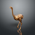 Flying Animal Golden Metal Sculpture with Standing Pose and Reflective Surface on Dark Background