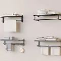 Modern Bathroom Accessories Featuring Wall Mounted Towel Racks With Folded And Hanging Towels