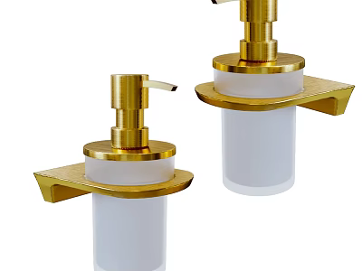 Modern Gold Bathroom Accessories Soap Dispensers With White Containers For Sink 3d model