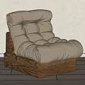 Comfortable Modern Single Sofa With Beige Plush Cushions And Solid Wooden Base 3d model