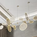 Modern Chandelier With Multiple Circular Floral Pattern Shades Hanging From Ceiling 3d model