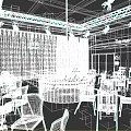 Pink Lounge Bar Interior With Stage Tables Red Curtains And Lighting