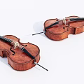 Two Elegant Wooden Violins As Musical Instruments Placed On White Background