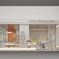 Modern Minimalist Clothing Store With Glass Storefront Mannequins Clothing Displays And Green Plants