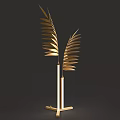 Luxury Modern Table Lamp with Golden Leaf Design and White Lamp Columns