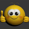 Cute Yellow Emoji Plush Toy With Thumbs Up Smiling Face Soft Texture For Home Decor
