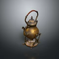 Elegant Brass Water Kettle With Curved Handle Decorative Patterns Lid And Stable Base