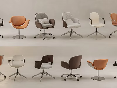 Modern Office Chairs With Swivel Bases And Various Colors In Contemporary Design 3d model