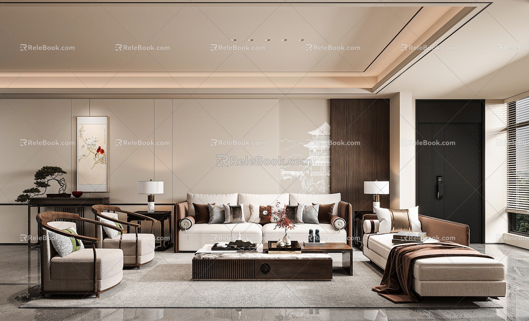 New Chinese Living Room 3d model