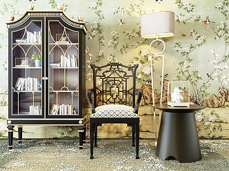 Southeast Asia Armchair Single Chair Bookcase Personalized Creative Chair Corner Combination 3d model