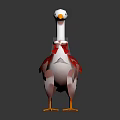 White Goose Wearing Red Cape With Orange Beak And Feet On Dark Background