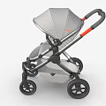 Gray Baby Stroller With Canopy Black Frame And Modern Design Features 3d model