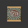 Open Wooden Box with Tasty Pizza Green and Red Radial Pattern and Pizza Residue Inside