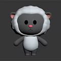 Adorable Cartoon Sheep Character With White Wool Grey Body Pink Ears And Black Eyes