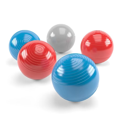 Colorful Striped Fitness Balls in Blue Red Gray for Sports and Fitness Workouts 3d model