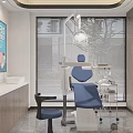 Modern Dental Clinic Interior With Dental Chair Equipment And Oral Health Posters