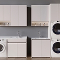 Modern Washing Machine Cabinet Wash Desk Storage Cabinet Faucet Toiletries 3d model