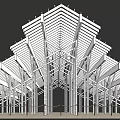 Modern Pergola With Geometric Metal Frame And Multi Layered Open Roof