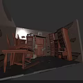 Rustic Interior Featuring Wooden Rocking Chair Dressers Door And Stone Floor