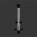 Military Missile With Silver Cylindrical Body Black Stabilizing Fins And Front Warhead