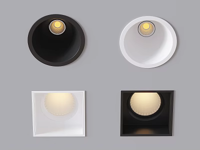 Modern Black And White Round Square Downlights Spotlights Lighting Design 3d model