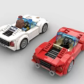 Building Blocks Red Sports Car And White Police Car With Mini Figures