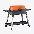 Orange Black Portable Stove With Rolling Stand And Lower Shelf Design