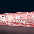 Pink Romantic Window Display with Eiffel Tower Ferris Wheel City Skyline Proposal and I Do 3d model
