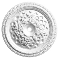 Decorative White Ceiling Rose With Intricate Carved Patterns And Central Hole