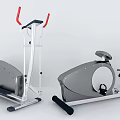 Modern Sports Equipment Featuring Elliptical Trainer And Stationary Bike With Gray White Frame Design
