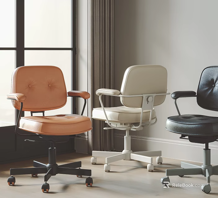 Modern Office Chair with Armrests and Wheels in Multiple Colors for Comfortable Workspace 3d model 