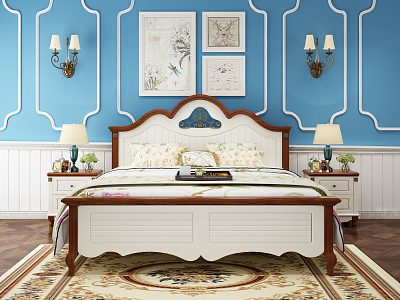 Mediterranean background double bed model