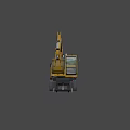 Liebherr Yellow Wheeled Excavator Utility Vehicle With Operator Cab And Bucket
